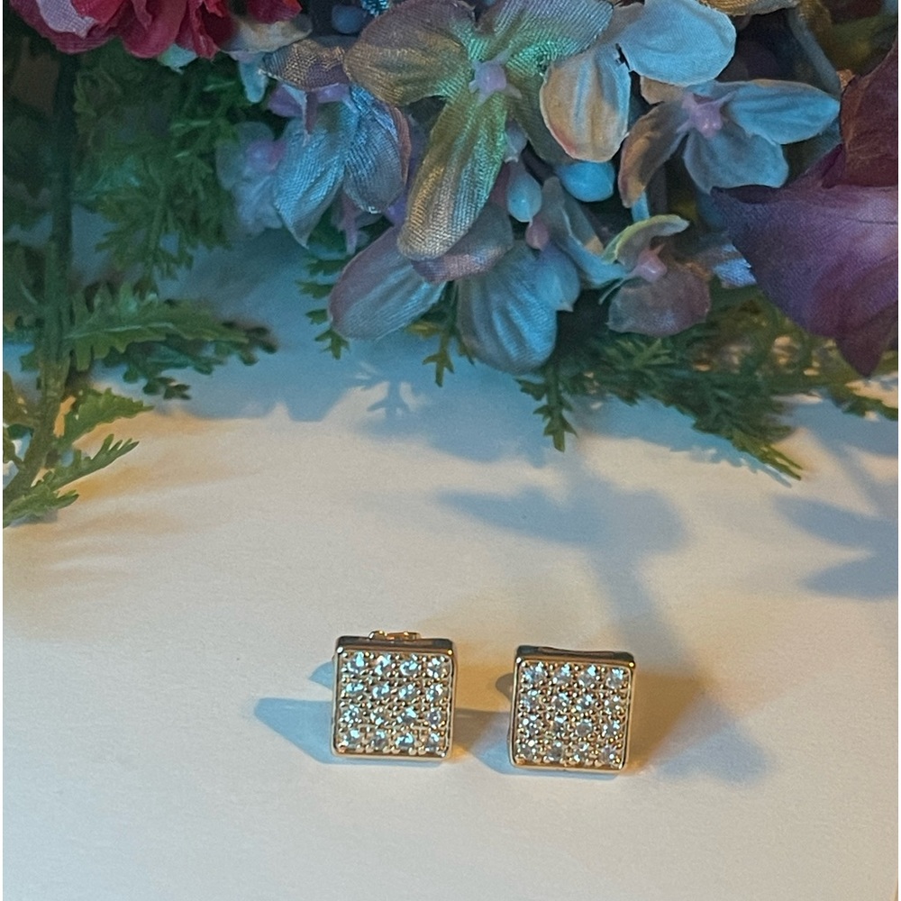 Womens‎ Fashion Earrings, stainless steel color Gold with stones